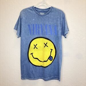 Nirvana Men's Graphic Tee Blue Size M, 100% cotton, made in Dominican Republic